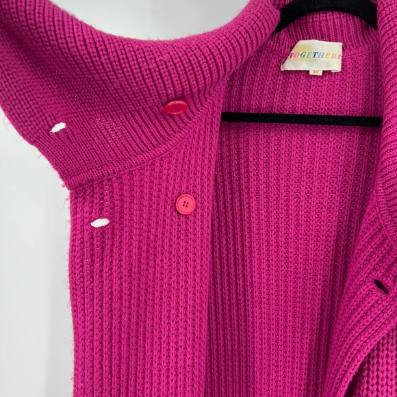 Vintage Together! Chunky Long Knit Sweater Cowl Neck Button Women 40 Medium - Picture 15 of 15